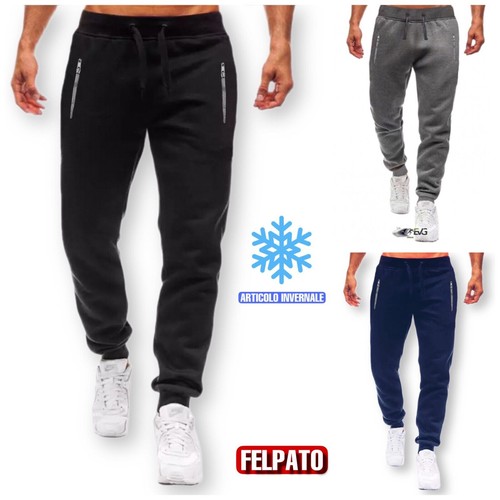 Pantalone felpato zip uomo - zip,